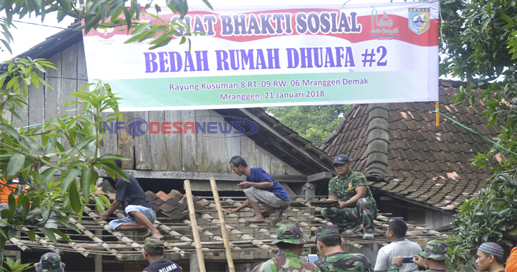 Kodim Demak Bersama Komponen Masyarakat Bahu Membahu Bedah Rumah Gadis Penderita Autis