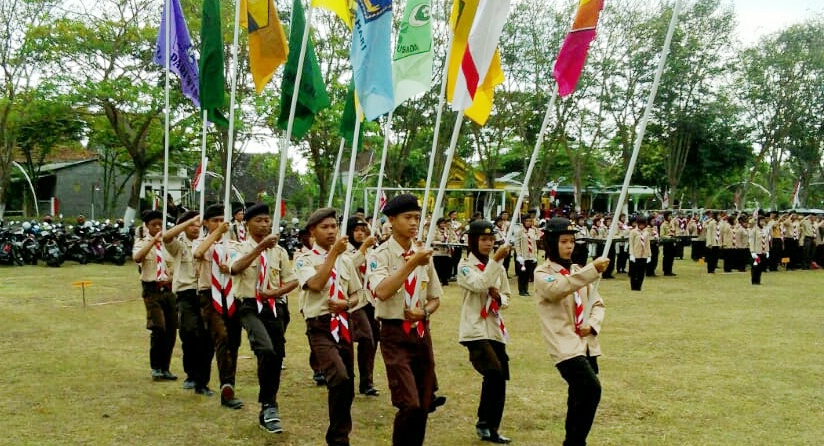 Danramil Kalidawir Ikuti Upacara HUT Pramuka Ke 57 Tahun 2018