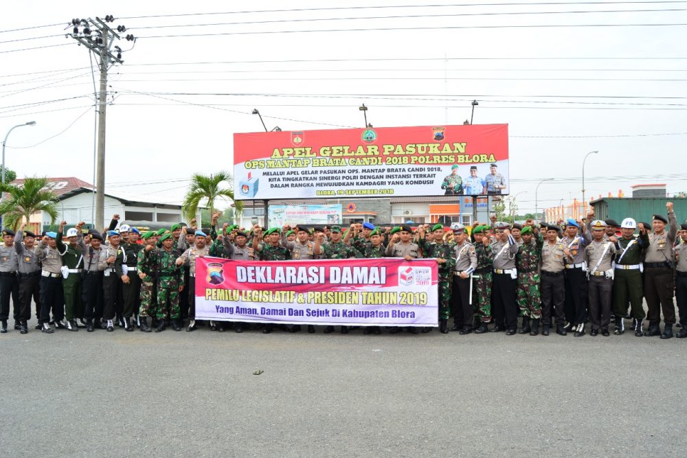 Sepakat Ciptakan Pemilu Damai 2019, Polres Blora Gelar Penandatanganan Deklarasi Damai