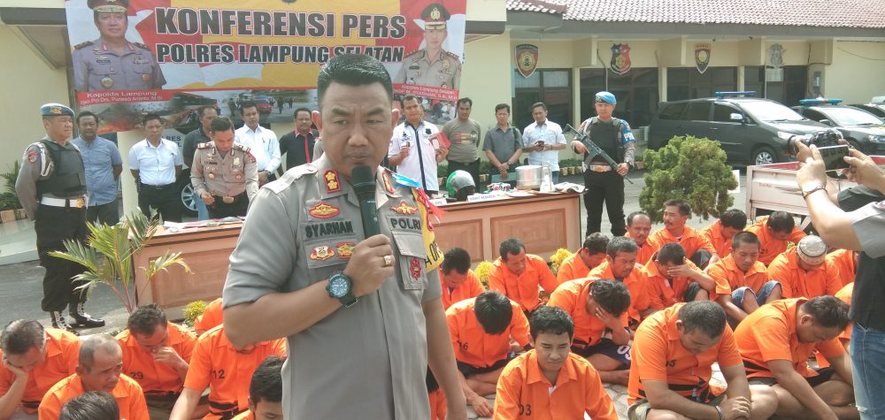 Sebanyak 32 Tersangka Dan 47 Barang Bukti Diamankan Jajaran Polres Lampung Selatan