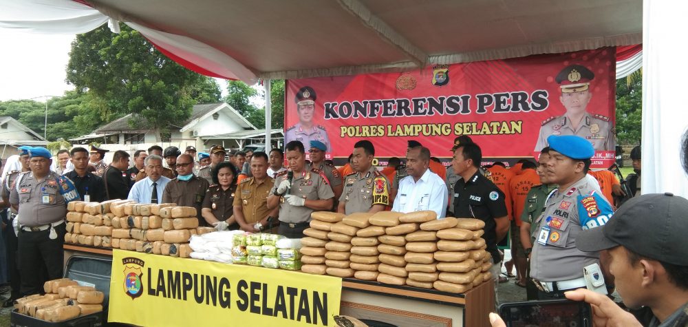 Polda Lampung Musnahkan Ribuan Gram BB Narkotika Hasil Tangkapan Polres Lampung Selatan