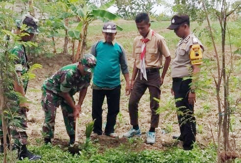 Tentara Pelopori Penghijauan di Lokasi TMMD