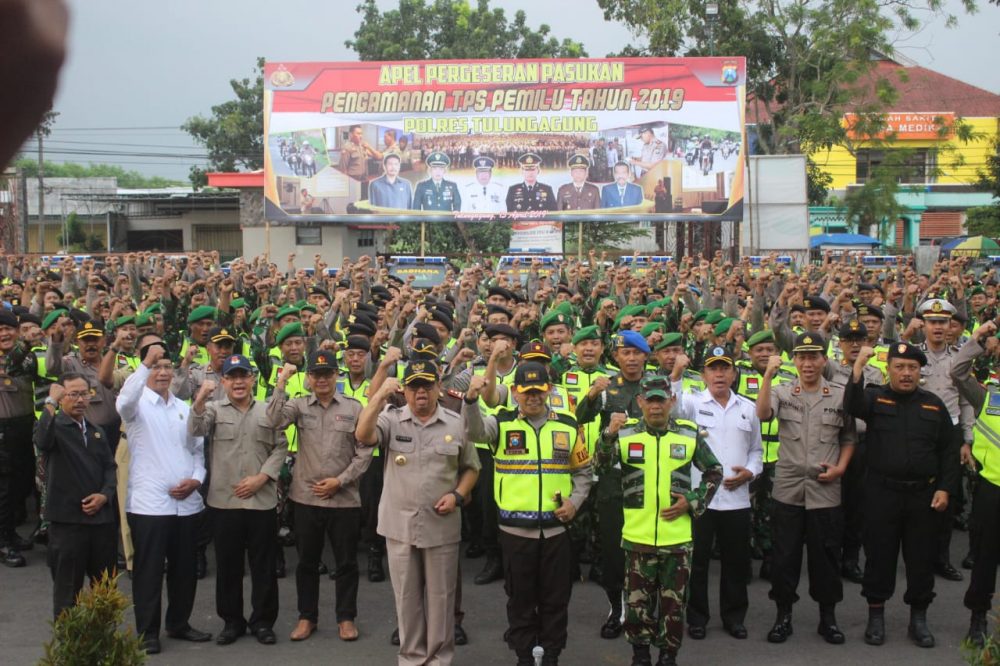 Apel Gelar Pergeseran Pasukan, TNI Polri Siap Amankan TPS di Tulungagung