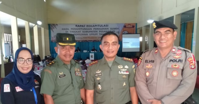 Dandim 0421/Lamsel Pastikan Kondisi Penghitungan Rekapitulasi Di Pesawaran Berjalan Aman
