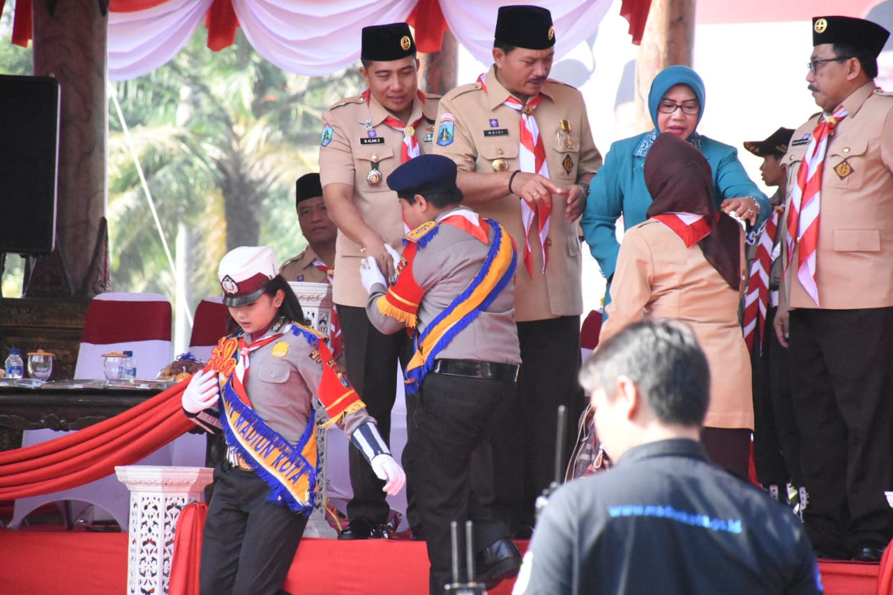 Dandim Madiun Apel Besar Kwartir Cabang Gerakan Pramuka Ke 58 Tahun 2019 Kota Madiun
