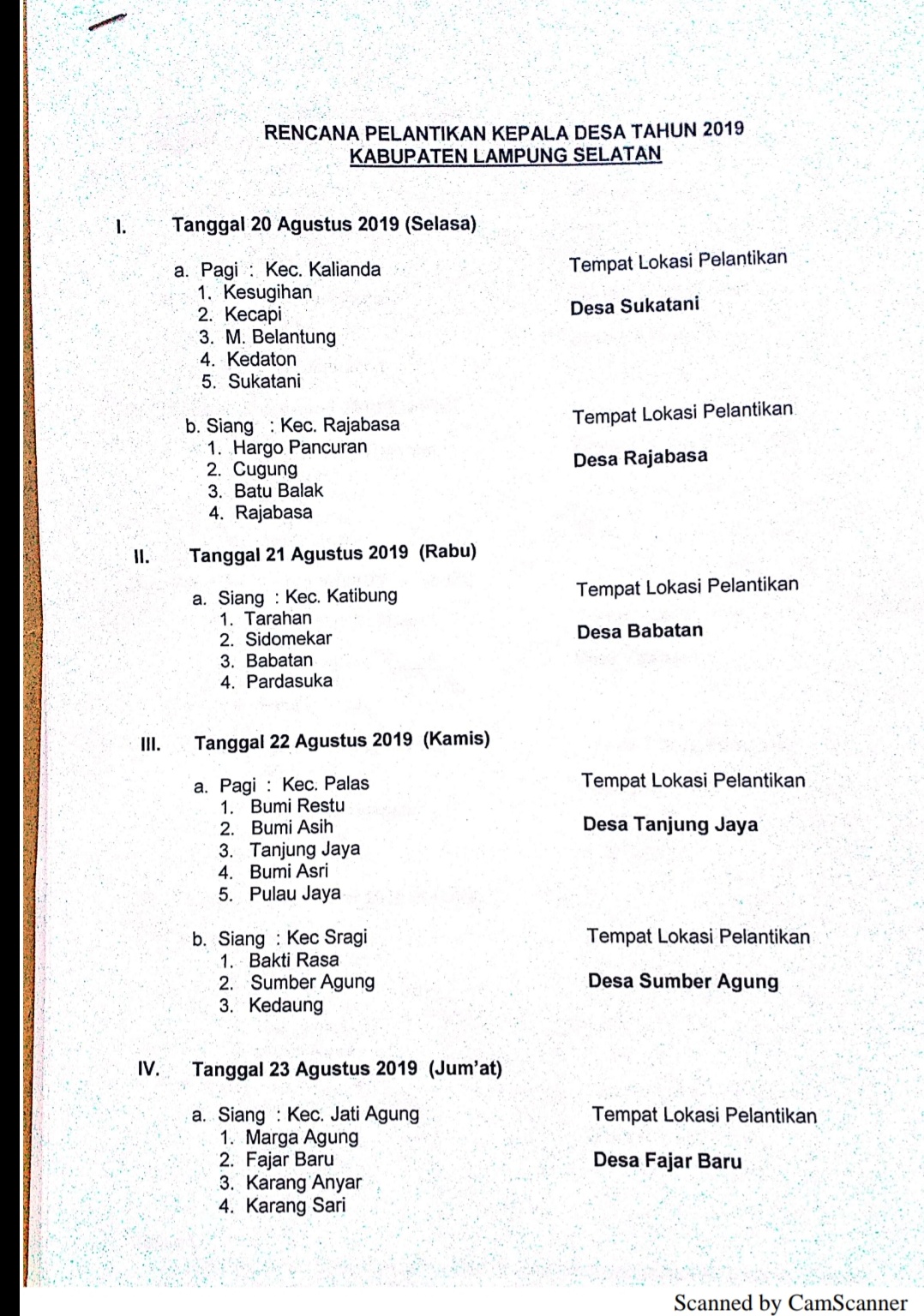 Berikut Nama Desa Yang Akan Melaksanakan Pelantikan Kades Gelombang Pertama