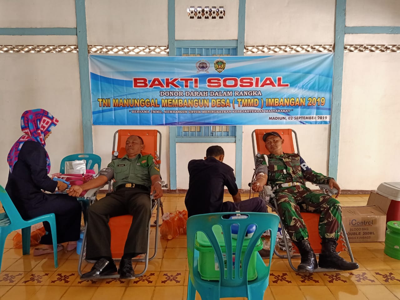 Donor Darah Ikut Sukseskan Program TMMD Imbangan Kodim Madiun 2019