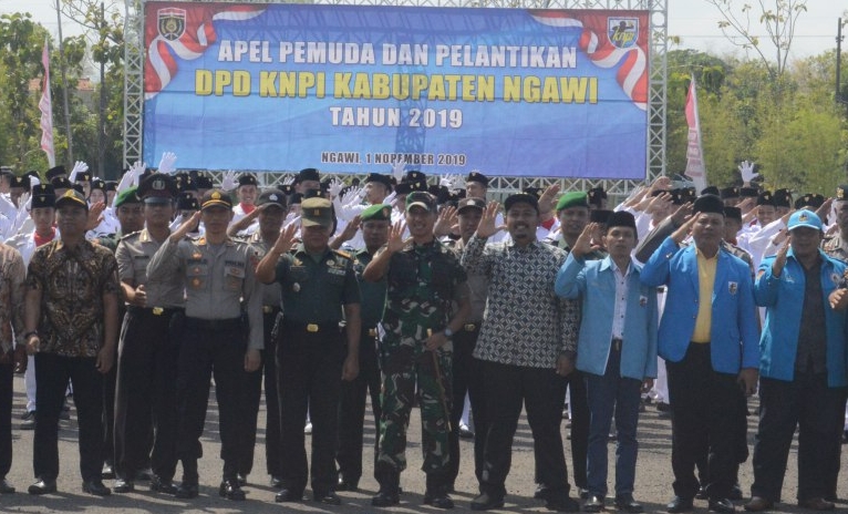 Danramil Kedunggalar Hadiri Apel Pemuda Dan Pelantikan DPD KNPI Kabupaten Ngawi