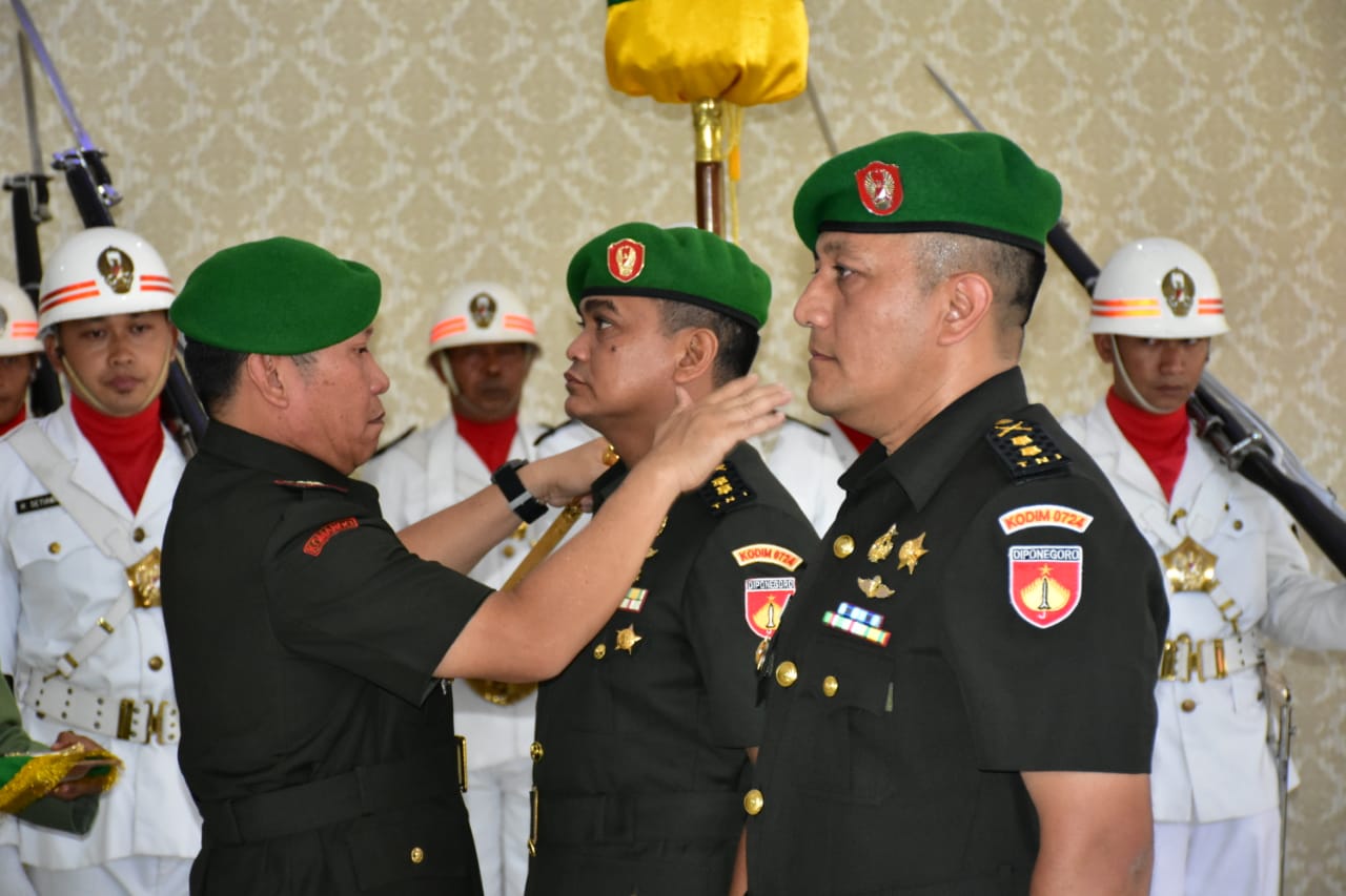 Danrem 074/Warastratama Pimpin Serah Terima Jabatan Komandan Kodim 0724/Boyolali