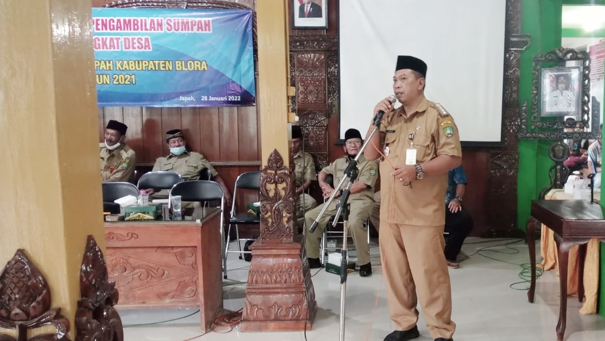 Pengambilan Sumpah Jabatan Perangkat Desa Kecamatan Japah Kabupaten Blora Dijaga Ketet Aparat Keamanan