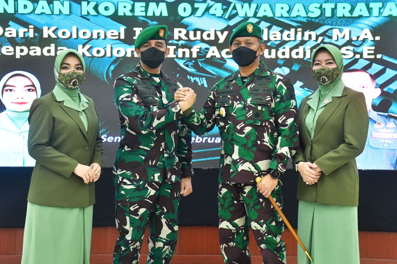 Kolonel Inf Achiruddin, S.E., Resmi Jabat Danrem 074/Warastratama