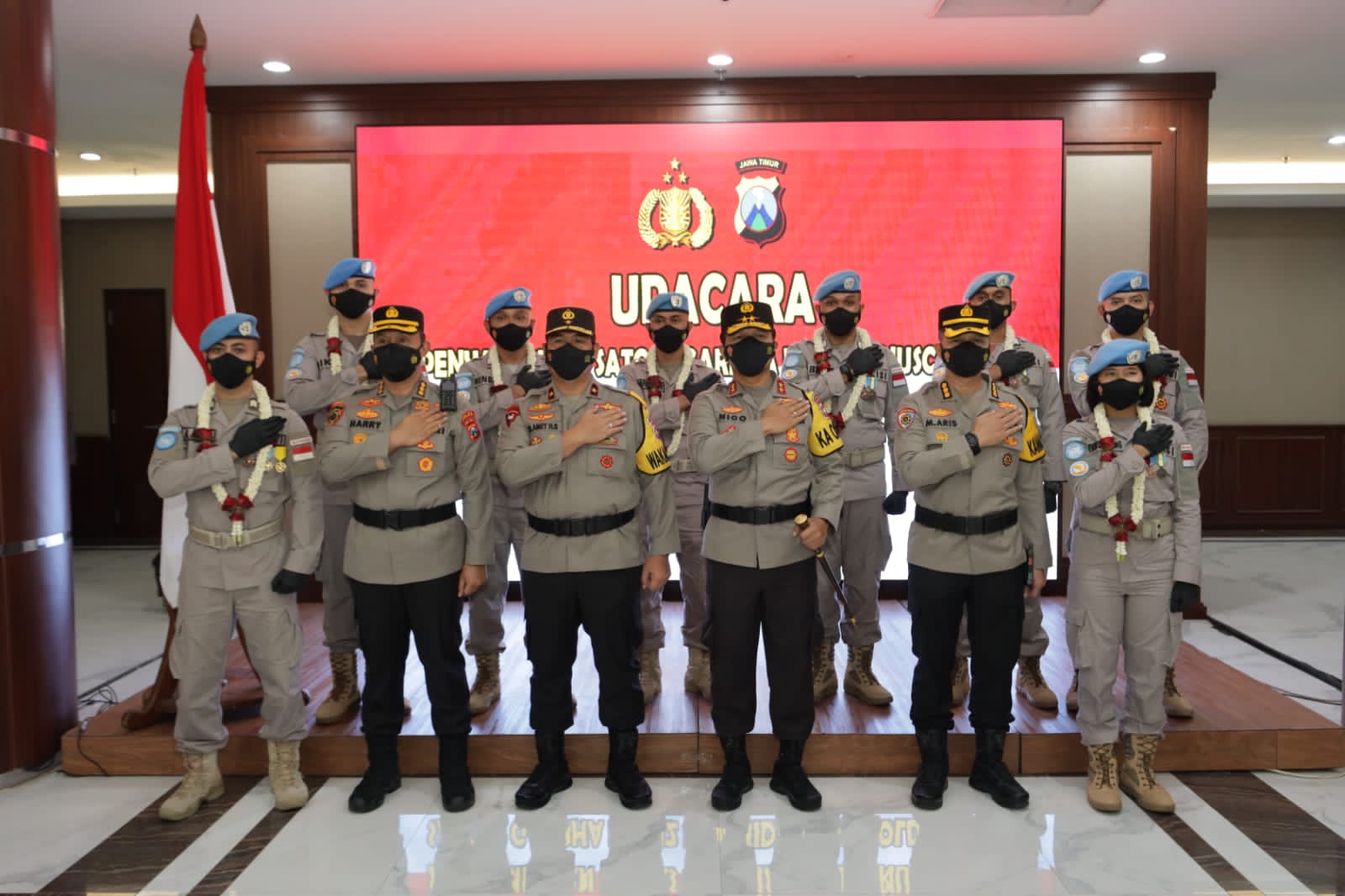 Personil Polda Jatim Selesai Tugas Disambut Kapolda