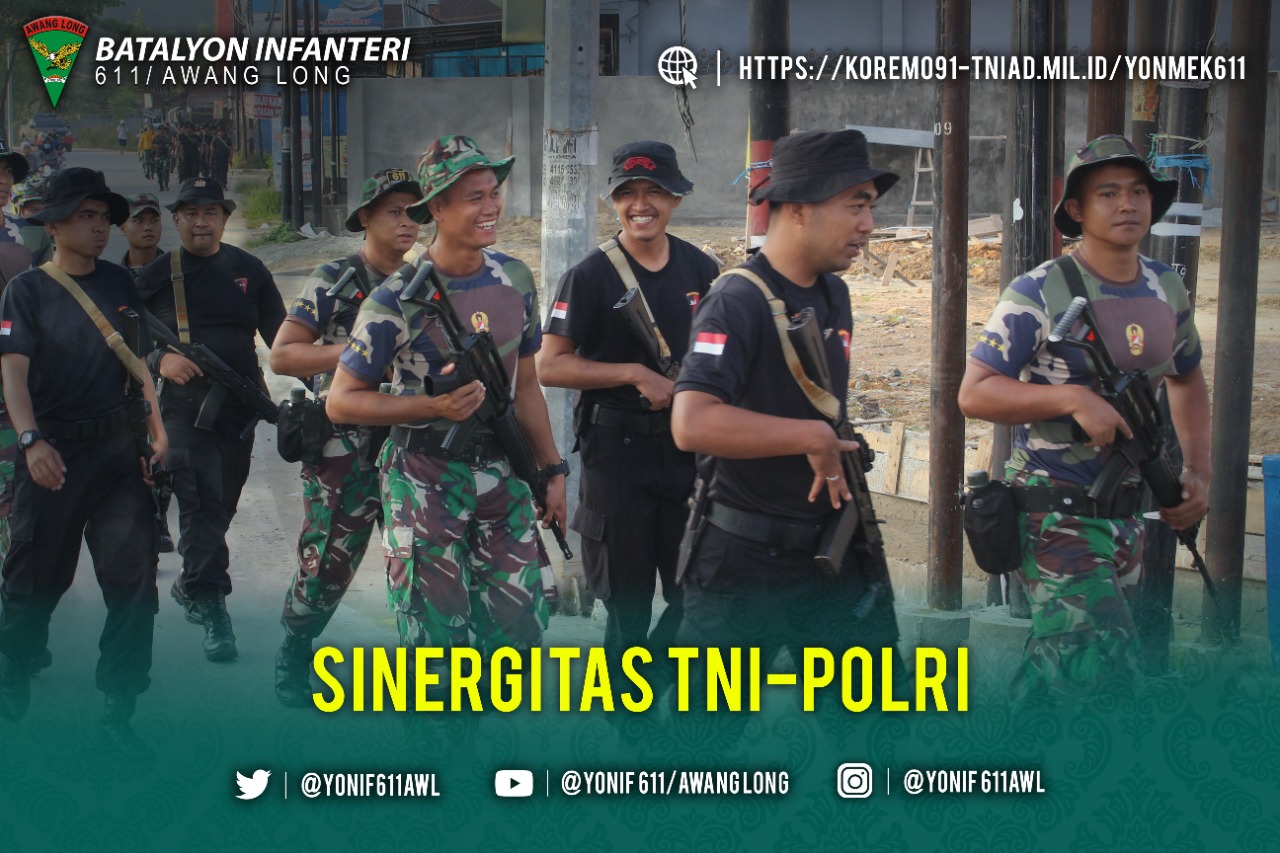 Perkuat Sinergitas TNI-Polri, Yonif 611/Awang Long dan Batalyon B Pelopor Brimob Samarinda Lakukan Plongging