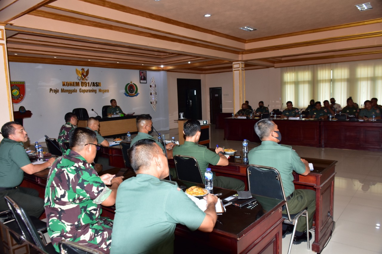 Kasi Ren Kasrem 091/ASN Pimpin Rapat Persiapan HUT TNI ke-77 Tahun 2022