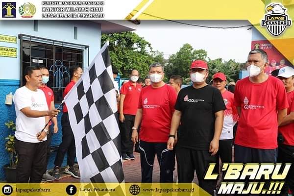 Lapas Kelas IIA Pekanbaru Semarakkan KTT G20 Dengan Ikuti Jalan Sehat di Rudenim Pekanbar
