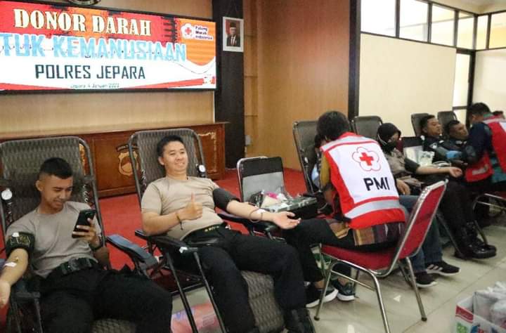 Kerjasama PMI, Polres Jepara Gelar Bakti Sosial Donor Darah