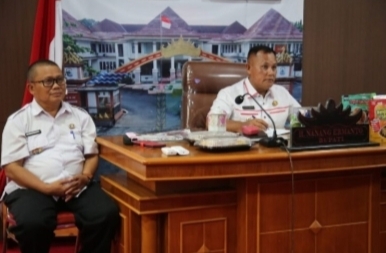 Secara Virtual Bupati Nanang Ermanto Mengikuti Penembakan MoU Bersama Mendagri,Kejagung RI dan Polri