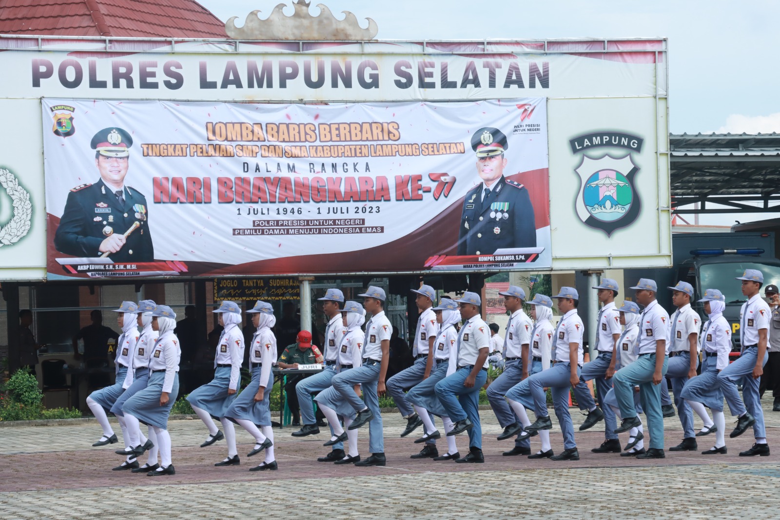 Sambut Hari Bhayangkara ke 77, Polres Lampung Selatan Gelar Lomba PBB Tingkat SMP dan SMA