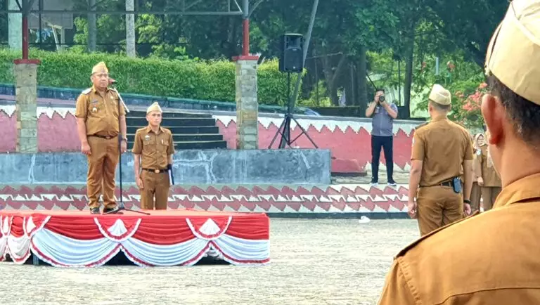 Saat Pimpin Apel  Yespi Cory Sampaikan Agenda Jumbara PMR Ke-IX Tingkat Nasional di Lampung Selatan