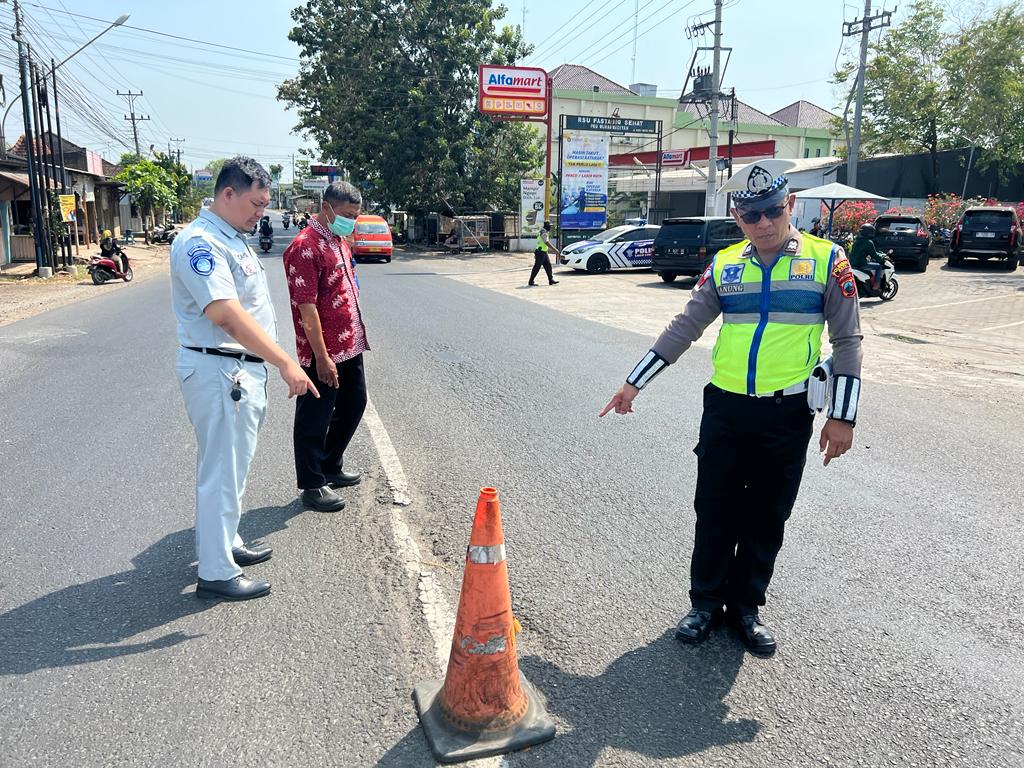 Evaluasi Tempat Rawan Kecelakaan, Satlantas Polresta Pati Gandeng Istansi Terkait