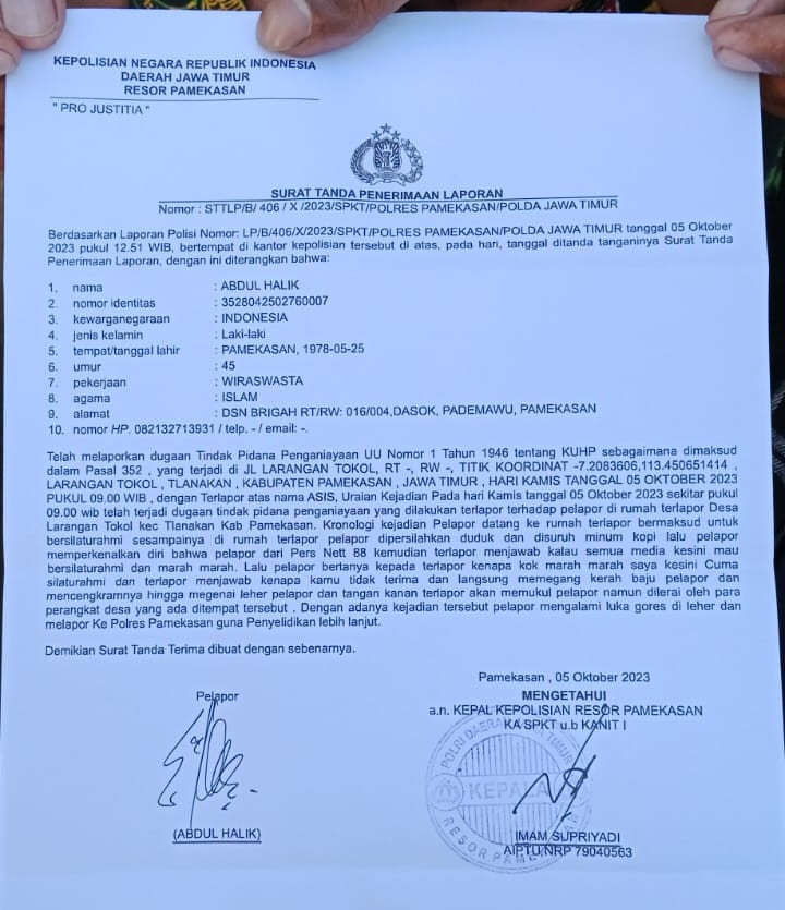 Mantan Kades Penganiayaan Terhadap Wartawan, Kini Sudah Dilaporkan Polisi