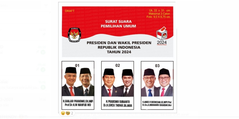 KPU Bantah Beredarnya Desain Surat Suara 3 Paslon Ganjar-Mahfud, Prabowo-Erick dan Anis-Muhaimin