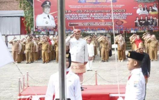Bupati Nanang Ermanto Pimpin Jalanya Upacara HUT Ke-67 Lampung Selatan
