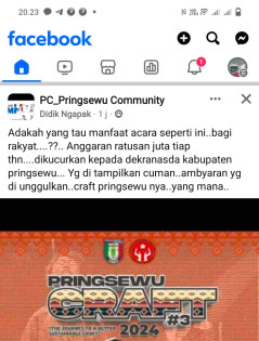 Habiskan Anggaran Ratusan Juta Rupiah ,Nitizen Pertanyakan Manfaat Pringsewu Craft
