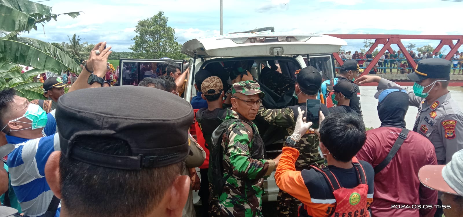Setelah Tiga Hari Dilakukan Pencarian Akhirnya Korban di Temukan di Sungai Way Katibung
