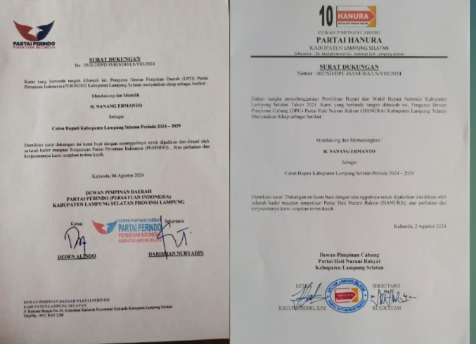Dua Parpol Nyatkan Dukungan Terhadap Nanang Ermanto di Pilkada