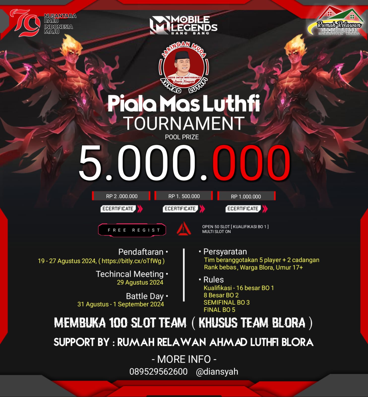 JAMAL Gelar Turnamen E-Sport di Blora, Peringati Kemerdekaan