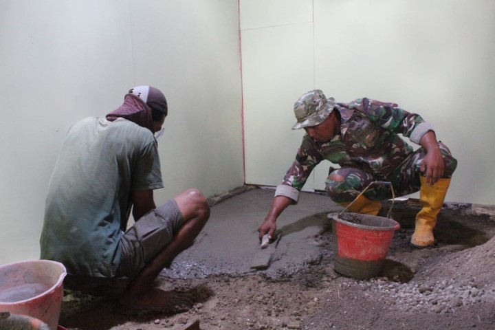 Bantuan Rumah Program TMMD ke-122 Kodim Blora Masuki Tahap Pengecoran Lantai