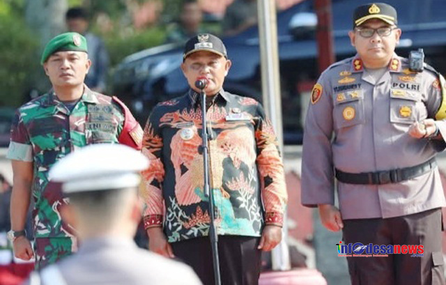 Bupati Lamsel Nanang, Pimpinan Apel Gelar Pasukan OPS Lilin Krakatau 2024