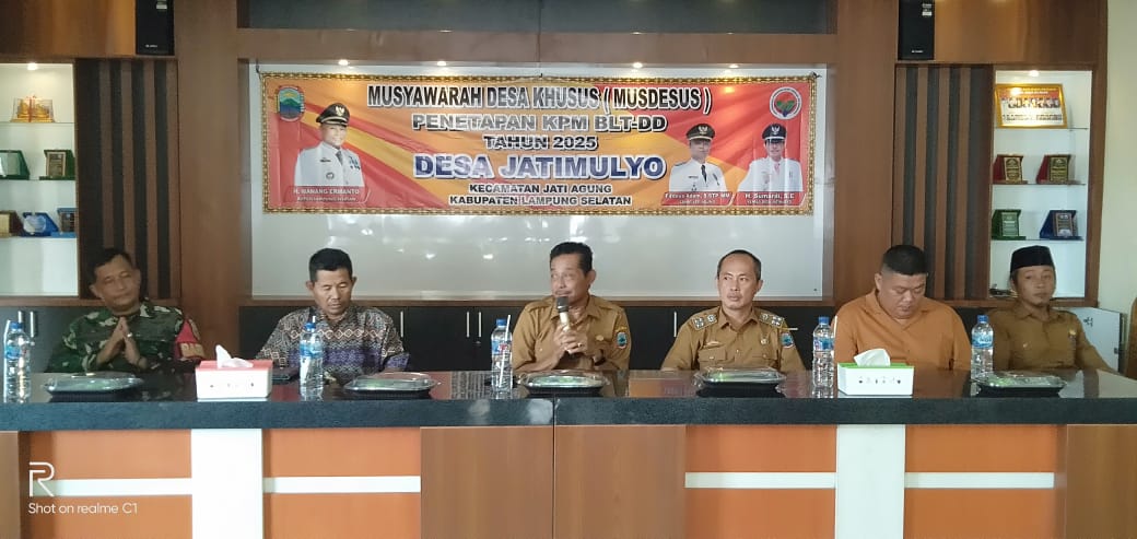 Sumardi, S.E. Pimpin Musdesus TA 2025, Tetapkan 72 KPM BLT-DD di Desa Jatimulyo
