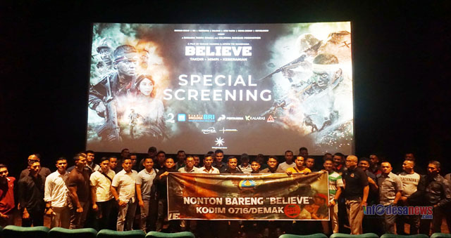 Anggota Kodim 0716/Demak Nobar Film “Believe” di Studio Citra XXI Mall Ciputra Semarang