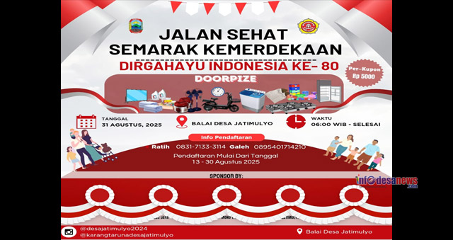 WOW Semarak HUT RI KE 80 Pemerintah Desa Jatimulyo Bersama Karang Taruna Adakan Lomba Jalan Sehat Dengan Hadiah Utama 2 Unit Sepeda Listrik Kulkas Mesin Cuci TV Serta Menampilkan Artis Pantura