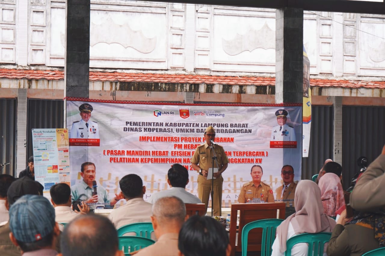Digitalisasi Pasar Di Lounching Sekda Nukman Sebagai Inovasi Proyek Perubahan PKN II Kadis Koperasi Dan UMKM Dan Perdagangan Lampung Barat