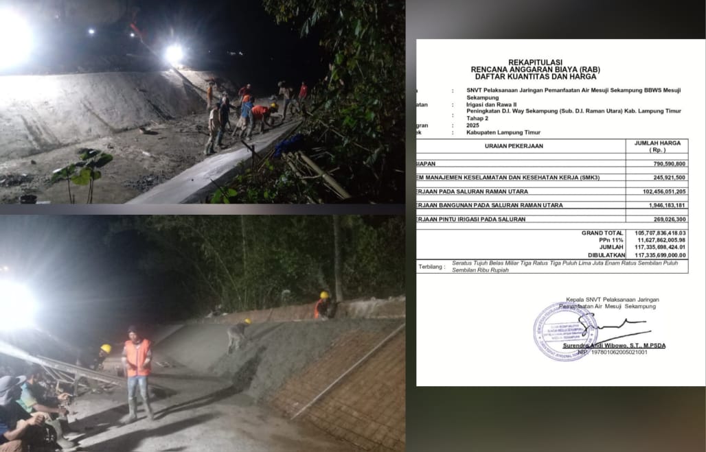 Pendampingan Kejaksaan Dipertanyakan Proyek Irigasi D.I.Raman Utara Tak Sesuai Spesifikasi