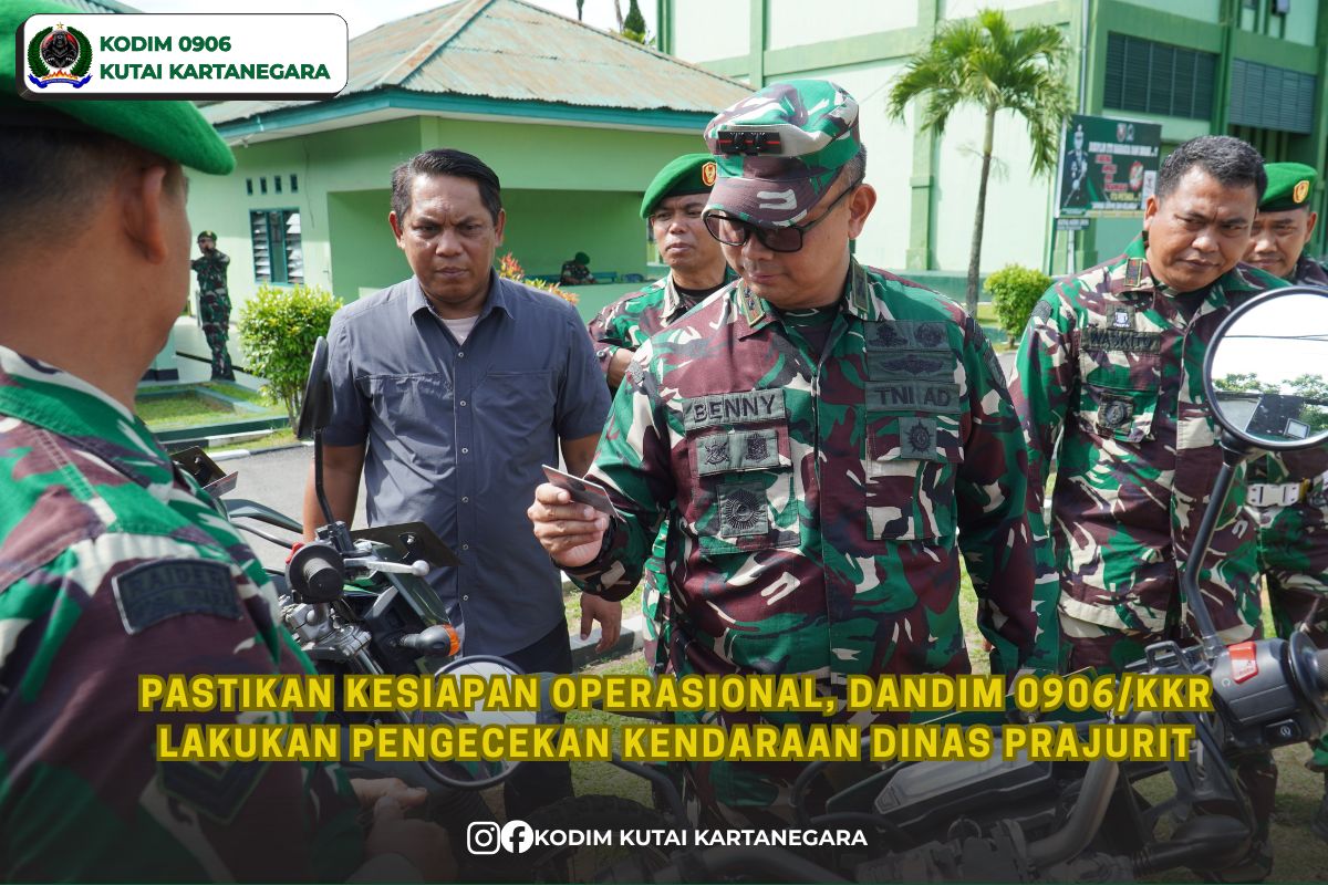 Pastikan Kesiapan Operasional, Dandim 0906/Kkr Lakukan Pengecekan Kendaraan Dinas Prajurit