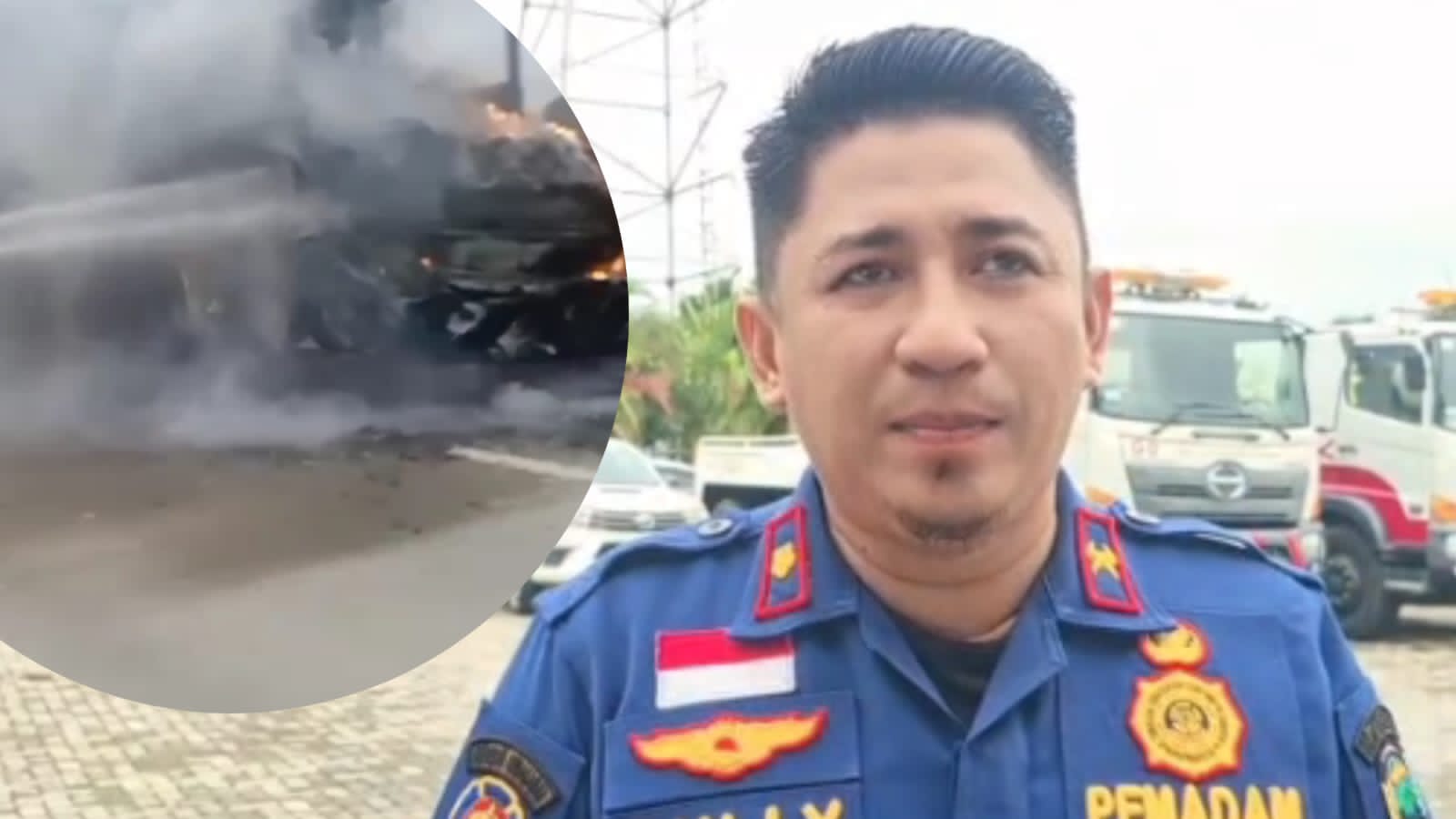 Bus Terbakar Di Tol Lampung Selatan, DAMKAR ; Tidak Ada Korban Jiwa