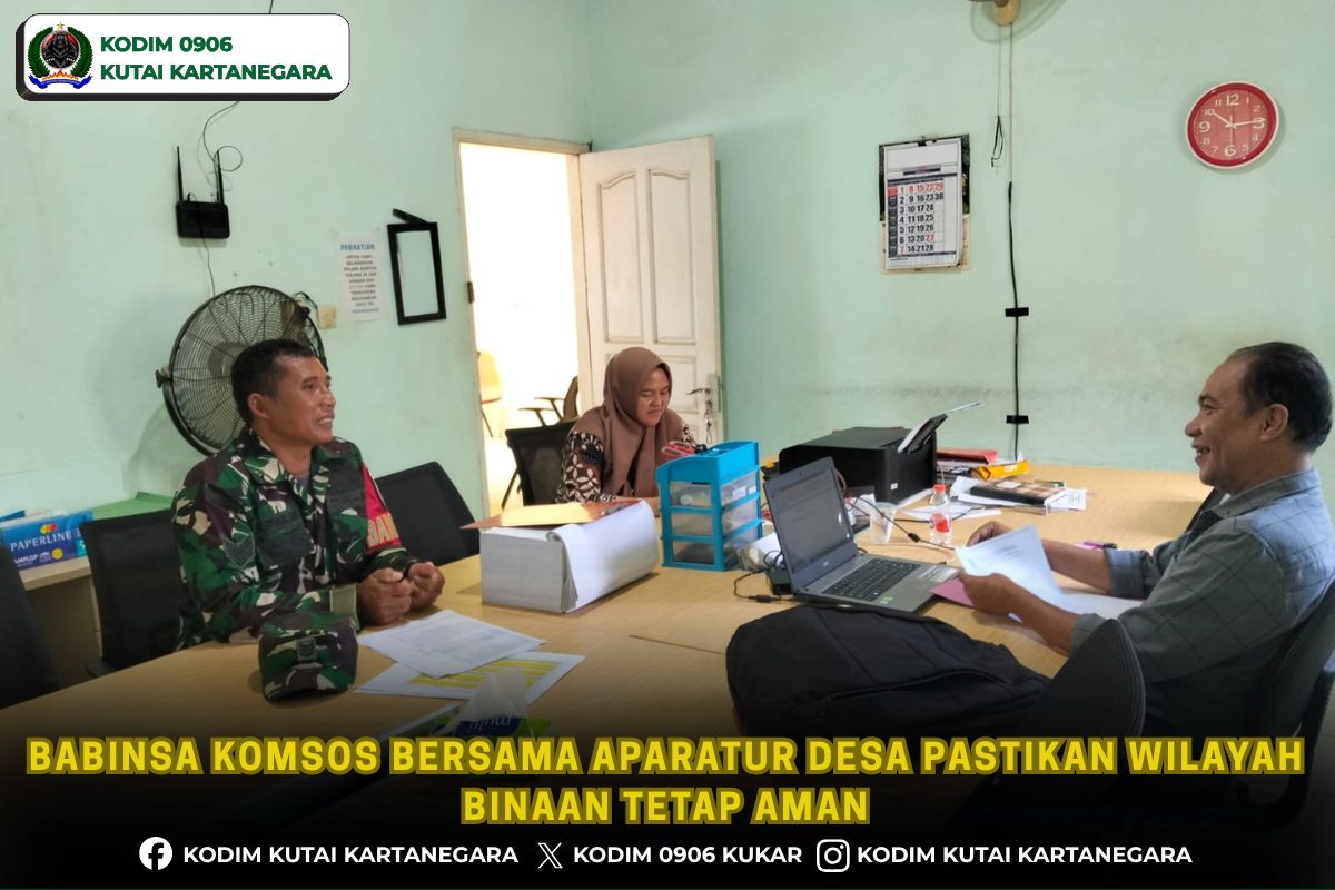 Babinsa Komsos Bersama Aparatur Desa Pastikan Wilayah Binaan Tetap Aman