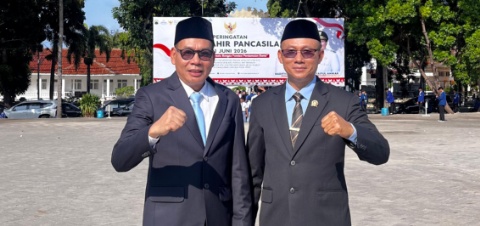 DPRD Lampung Selatan Ambil Bagian dalam Upacara Hari Lahir Pancasila, Jenggis Bacakan UUD 1945