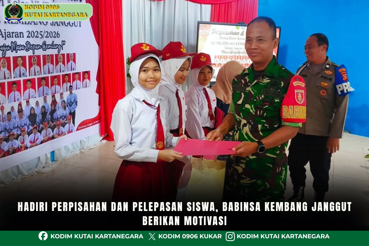 Hadiri Perpisahan dan Pelepasan Siswa, Babinsa Kembang Janggut Berikan Motivasi