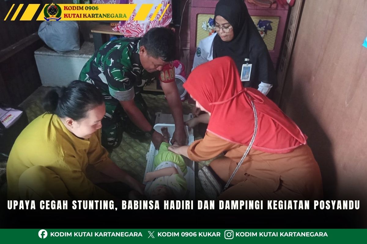 Upaya Cegah Stunting, Babinsa Hadiri dan Dampingi Kegiatan Posyandu