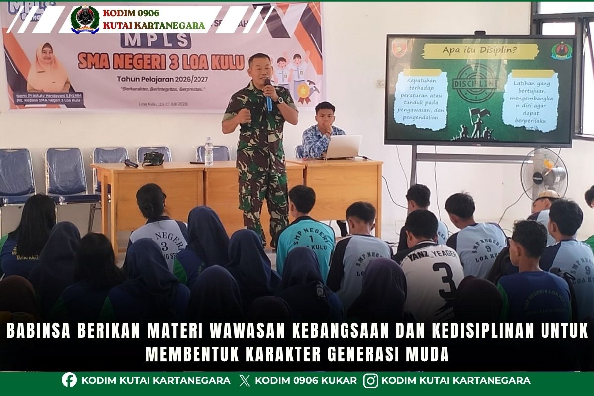 Babinsa Berikan Materi Wawasan Kebangsaan Dan Kedisiplinan Untuk Membentuk Karakter Generasi Muda