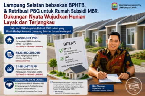 Masuk Daftar 59 Daerah, Pemkab Lampung Selatan Pastikan Pembebasan PBG dan BPHTB Sudah Dijalankan