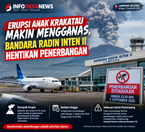 Erupsi Anak Krakatau Makin Mengganas, Bandara Radin Inten II Hentikan Penerbangan