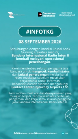 Breaking News! Penerbangan Radin Inten II Kembali Dibuka