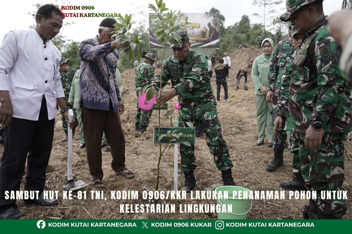 Sambut HUT ke-81 TNI, Kodim 0906/Kkr Lakukan Penanaman Pohon untuk Kelestarian Lingkungan