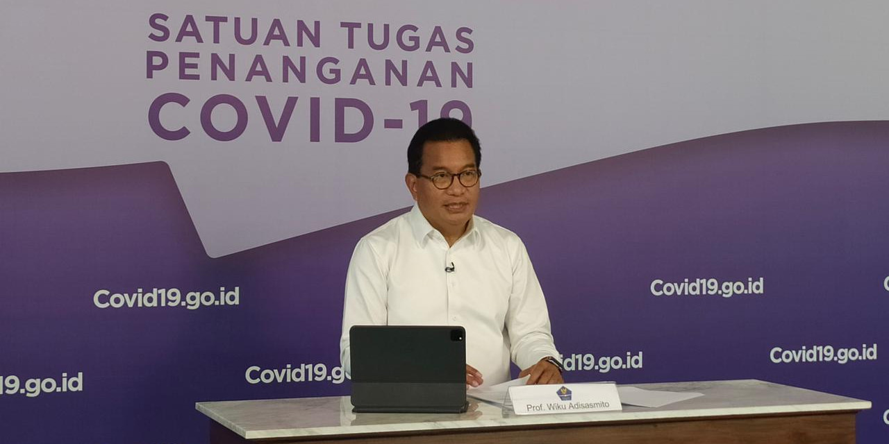 Juru bicara Satgas Penanganan Covid-19, Prof Wiku Adisasmito saat melakukan konferensi pers Update Penanganan Pandemi COVID-19